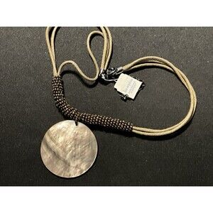 Lea Sophia Rope Necklace W/ Albalone Shell Pendant.  With Tags